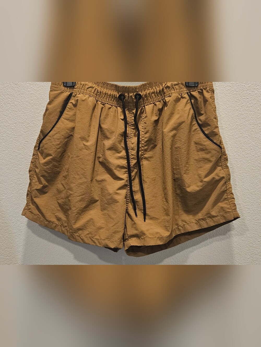 Casual Drawstring Swimming Shorts in Caramel Brown